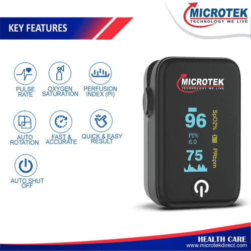 Microtek Pulse Oximeter with Oxygen Saturation Monitor Heart Rate and SpO2 Level