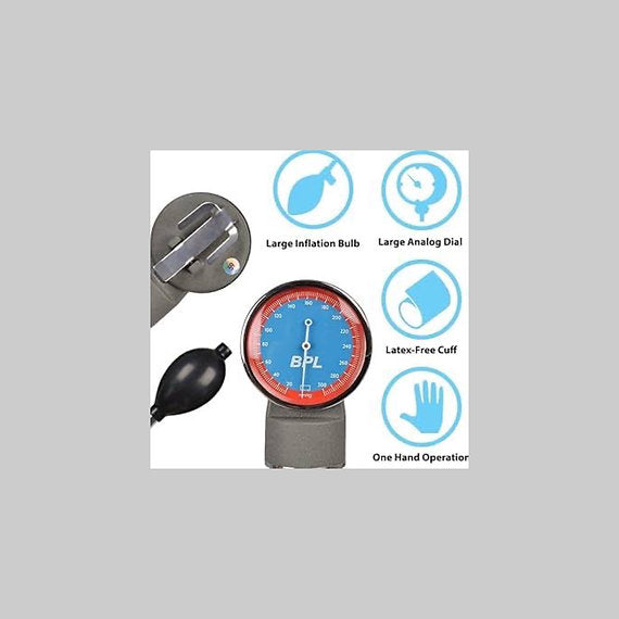 BPL Medical Technologies Aneroid Sphygmomanometer Blood Pressure Monitor (Gray)