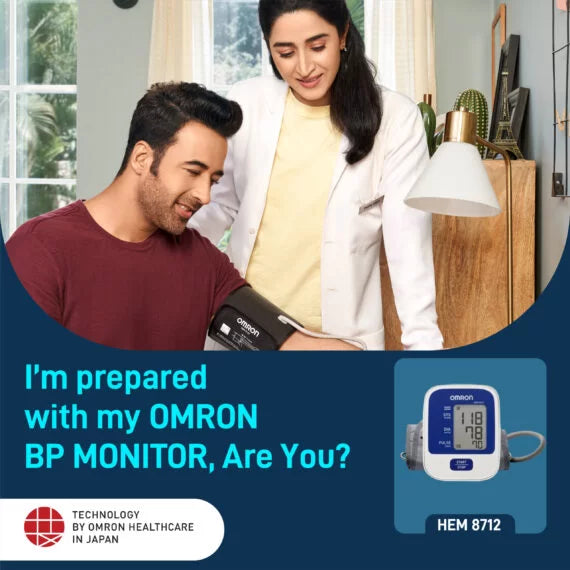 Omron HEM 8712 with Body Movement Indicator & Cuff wrapping guide