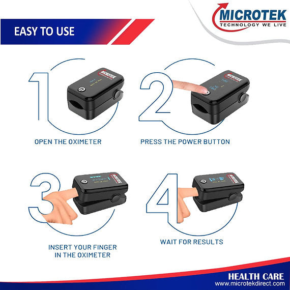 Microtek Pulse Oximeter with Oxygen Saturation Monitor Heart Rate and SpO2 Level