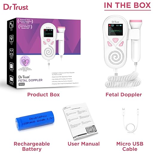 Dr Trust (USA) Baby Heart Rate Detection Monitoring Machine Portable with in-Built Speaker Ultrasonic Fetal Doppler