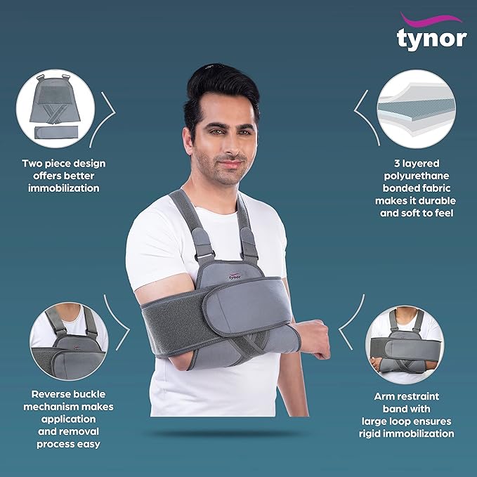 Tynor Universal Shoulder Immobiliser | Provides Support & Stabilization for Shoulder Injuries | Comfortable, Adjustable Design for Men & Women