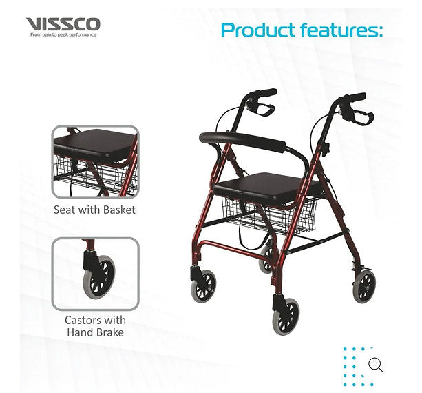Dura Rollator Walker (Aluminium) With Seat & Basket | Foldable