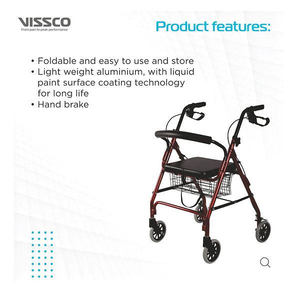Dura Rollator Walker (Aluminium) With Seat & Basket | Foldable