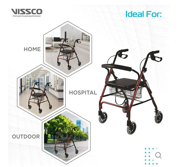 Dura Rollator Walker (Aluminium) With Seat & Basket | Foldable